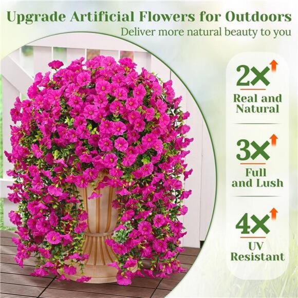 2 Pcs Look Real Artificial Flowers for Outdoors, Realistic Artificial Flower - Picture 3 of 7